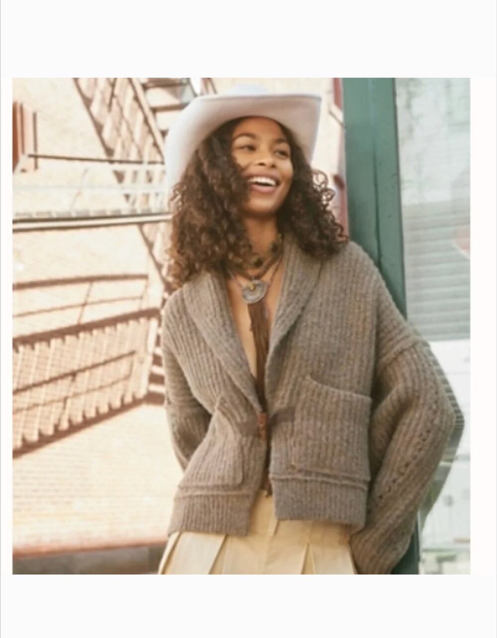 Free People Jackson Cardigan S Pinecone Green Sweater Western Boho Oversized